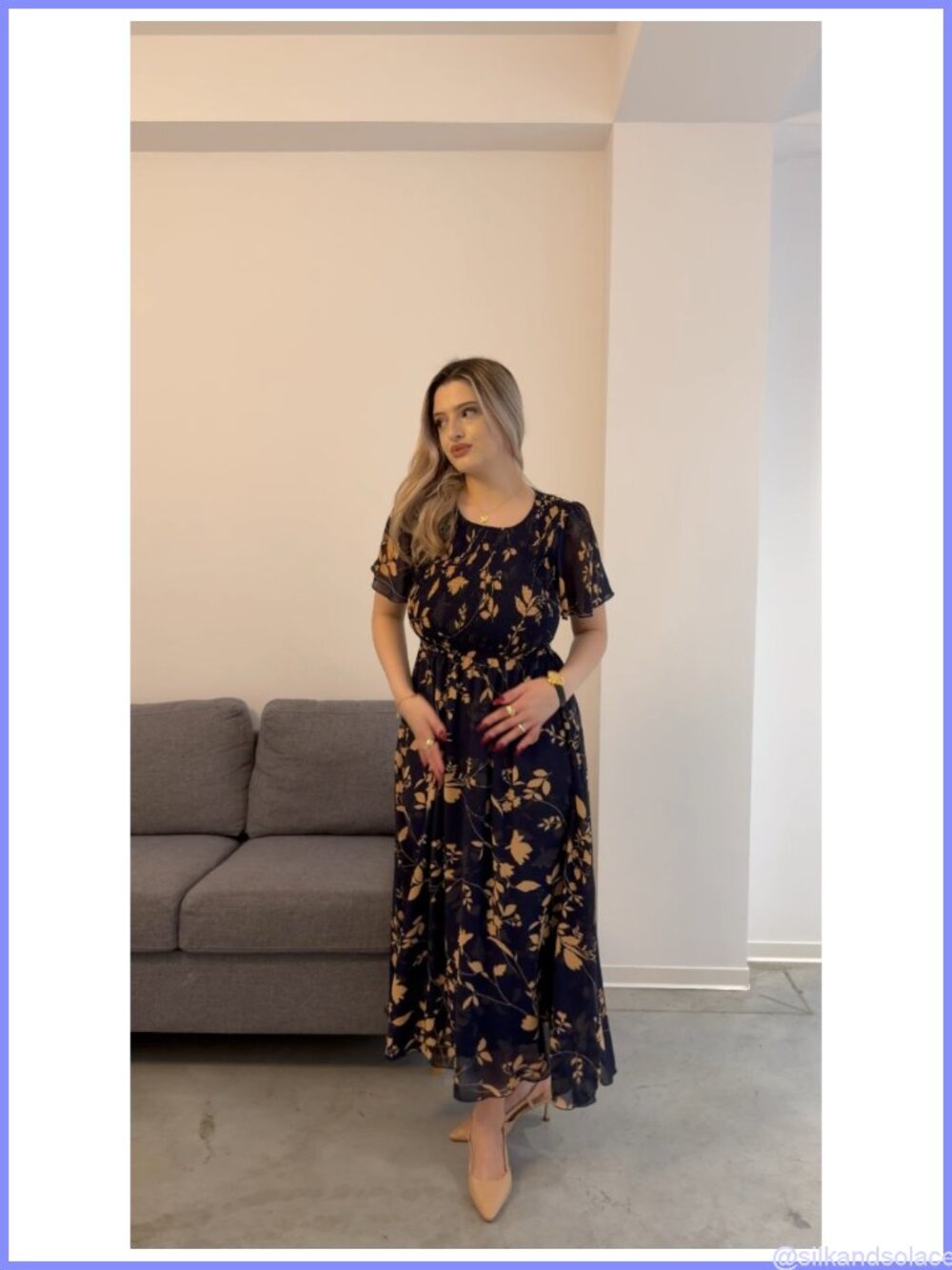 Women's Floral Maxi Dress Boho Chiffon Summer Beach Vacation - Picture 6 of 6